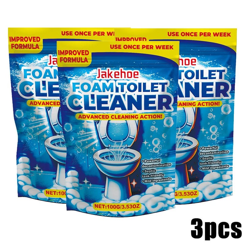 Foam toilet cleaner powder - cleans toilet bowl stains, removes odors, and leaves a pleasant fragrance.